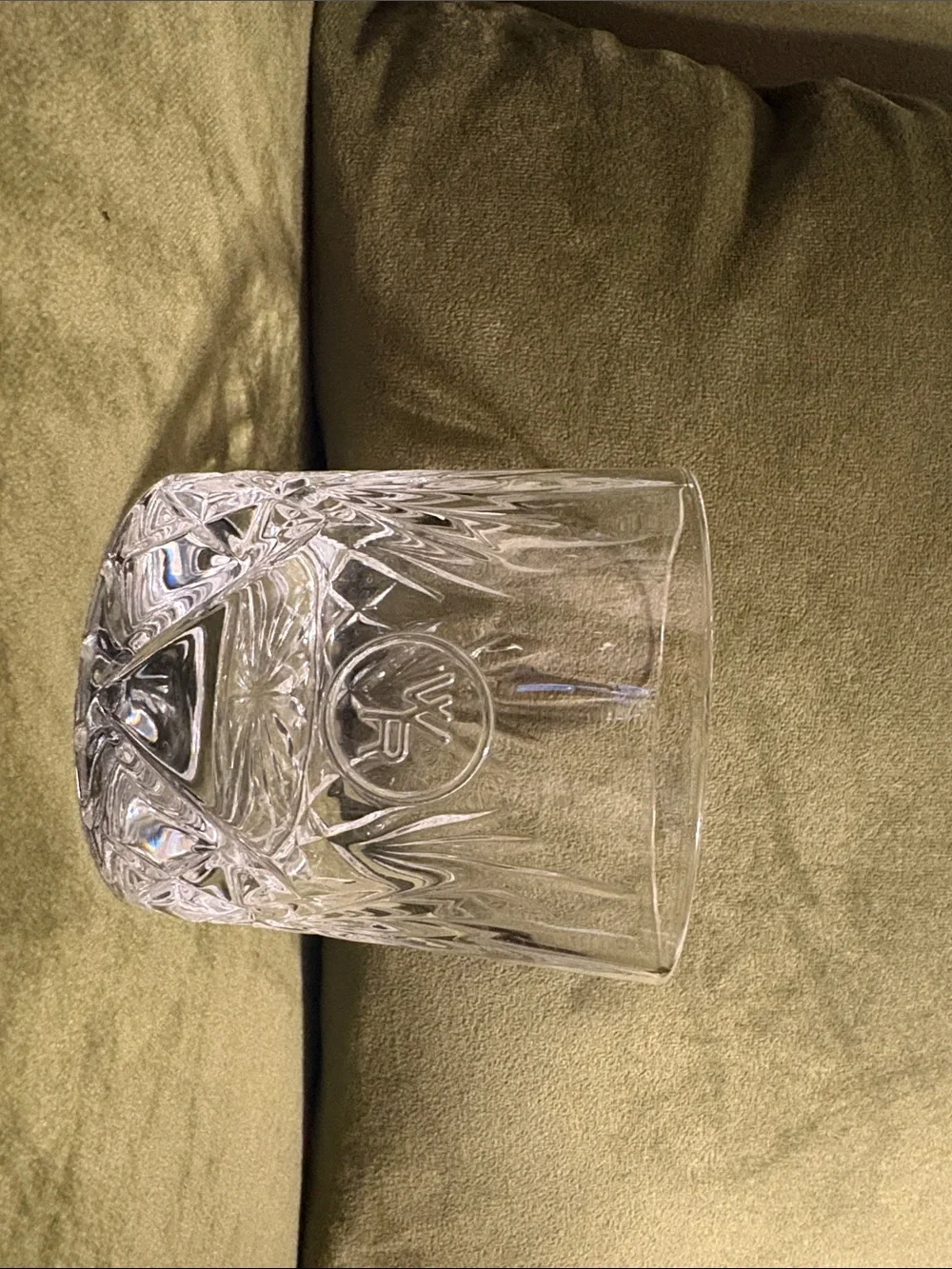 Clear Cut Crystal Accent Vase with Embossed Medallion